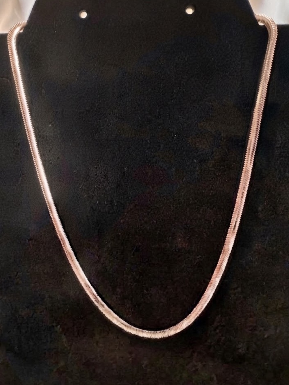 Rose Gold over 925 Sterling Silver Flat Oval Snake Chain Necklace 16” 8g 3.5mm